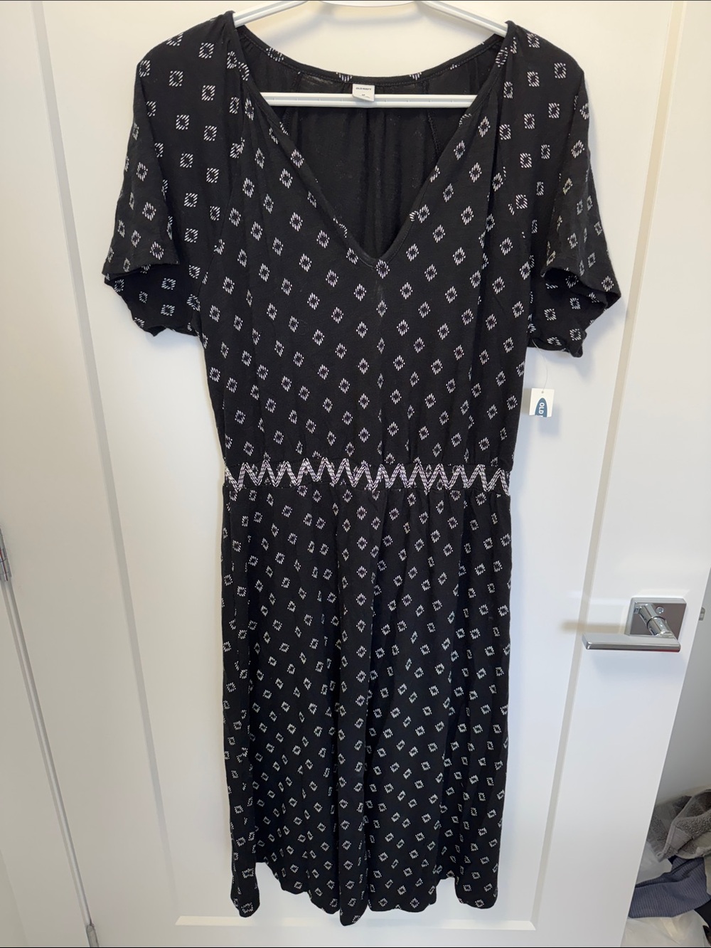 Old Navy Black Dress with White Diamond Print